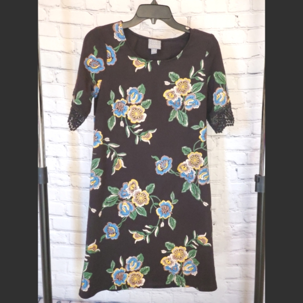 Rabbit rabbit rabbit dress 6, BLACK, FLORAL, YELLOW